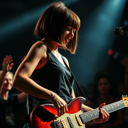 Woman playing guitar live